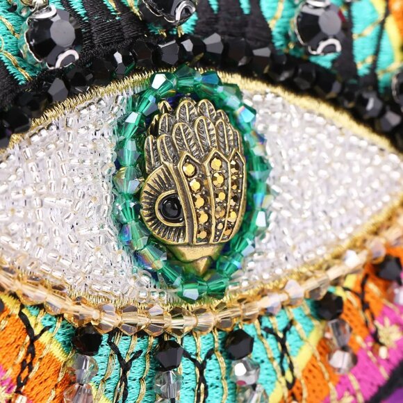 KURT GEIGER LONDON Kensington Medium Soft Embellished Rainbow Eye Shoulder Bag - Picture 8 of 9